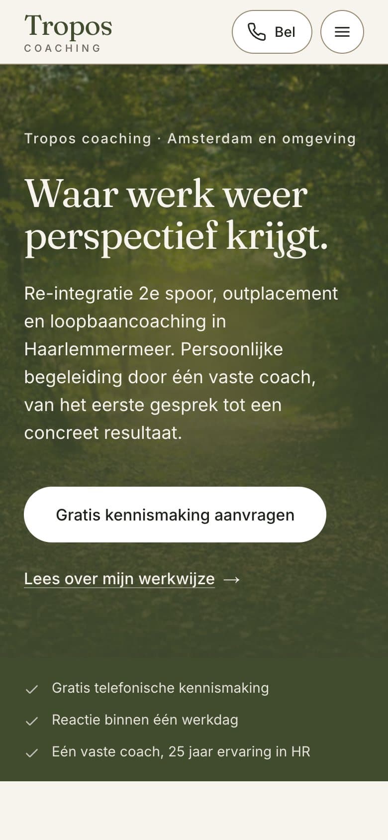 troposcoaching.nl op een telefoon
