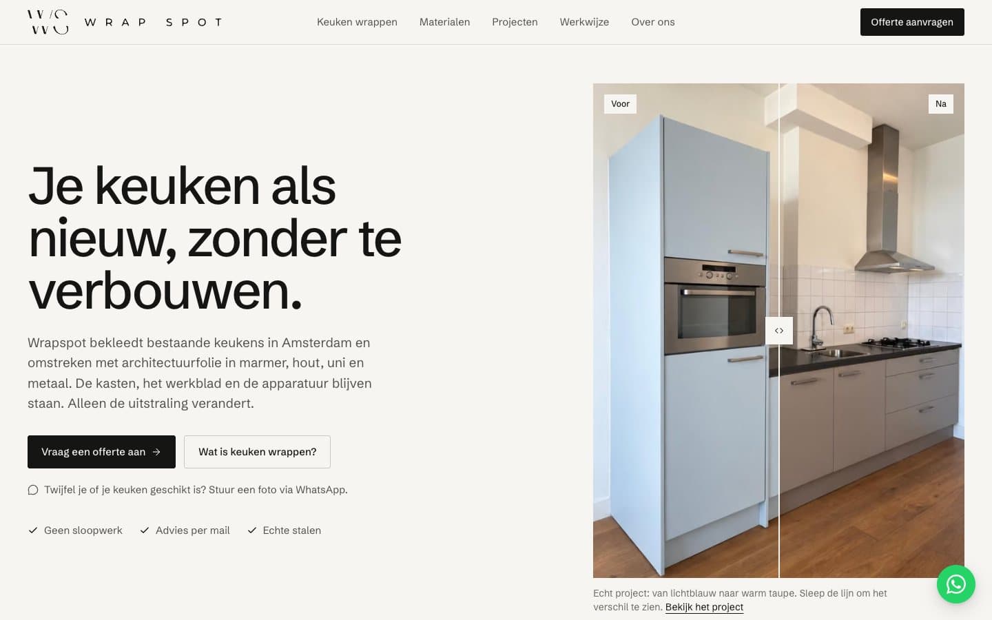 De homepage van wrapspot.nl op een computer